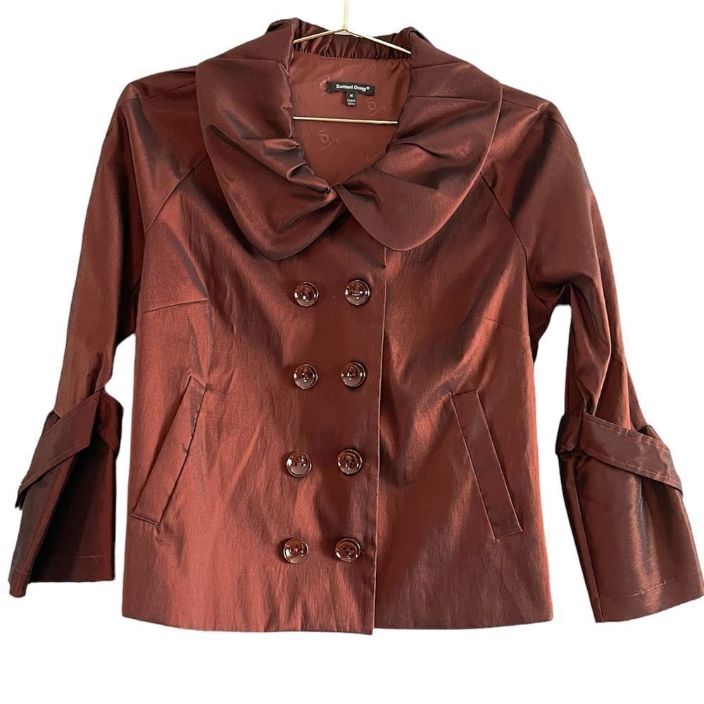 Samuel Dong Double Breasted Short Blazer || SZ M || Burgundy